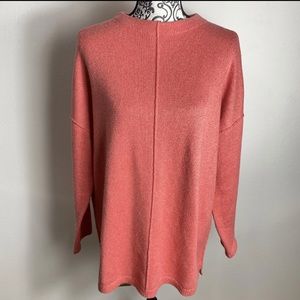 J. Jill Coral Exposed Seam Drop Shoulder Oversized Sweater Sz. Med Cotton Blend